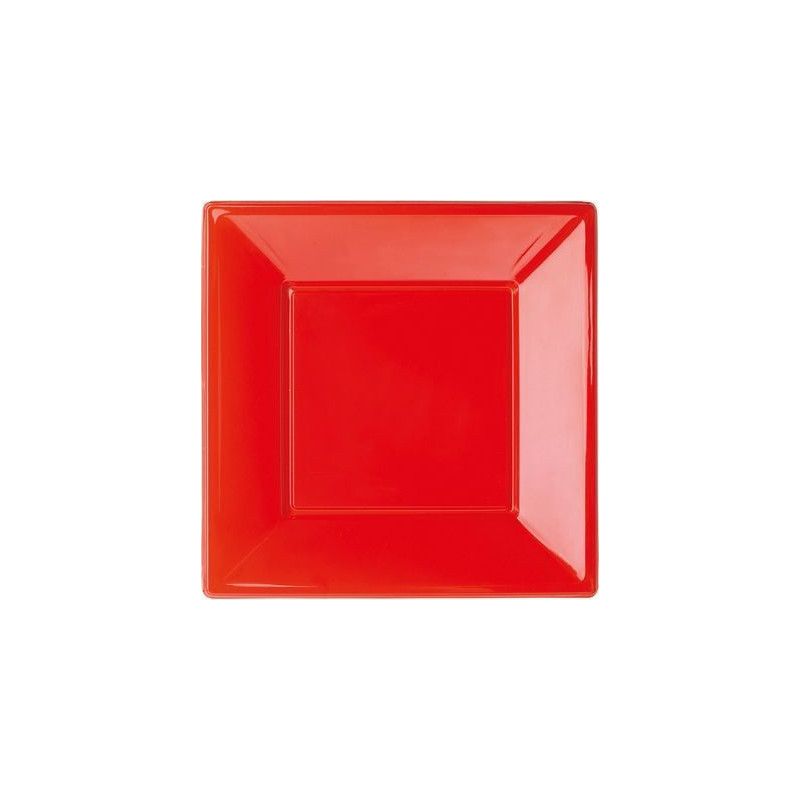Assiettes plastiques rouges 23x23 cm Déco festive 16662-