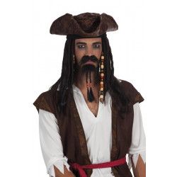 Moustache et barbichette noires pirate adulte Accessoires de fête 01811