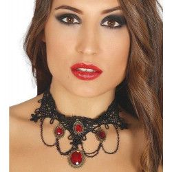 Collier vampire femme avec bijoux rouges Accessoires de fête 17224
