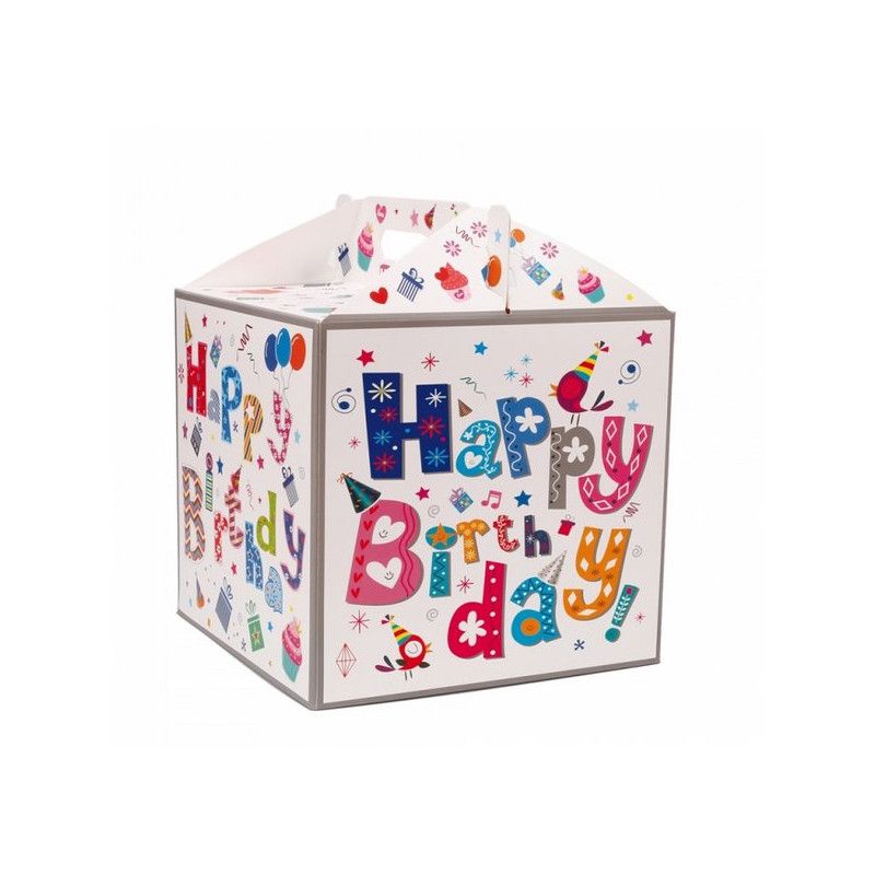 Boîte carton Happy Birthday 28x28x26cm Déco festive 31347