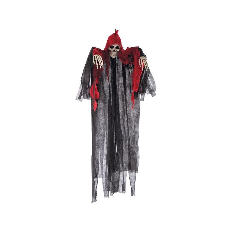 Squelette sorcière à suspendre noire et rouge 120 cm Déco festive 08434