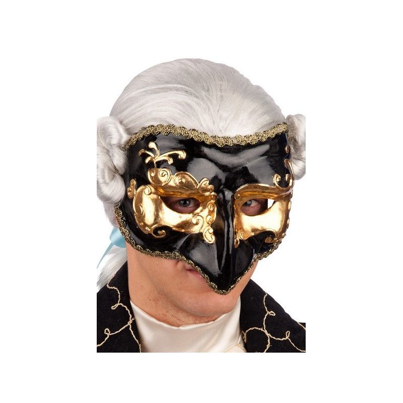 Homme Longue Nez Vénitien Masquerade Masque Mardi Gras Bruni gold robe de fantaisie 