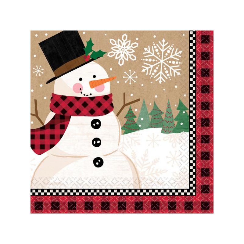 Serviettes papier bonhomme de neige 33 cm par 16 Déco festive 511679