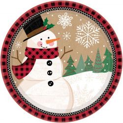 Assiettes carton bonhomme de neige 18 cm par 8 Déco festive 541679
