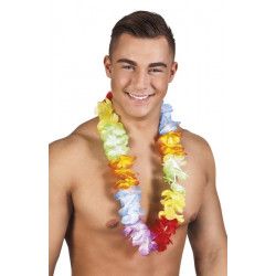 Collier hawaïen multicolore vendu par 24 Accessoires de fête 52410-LOT