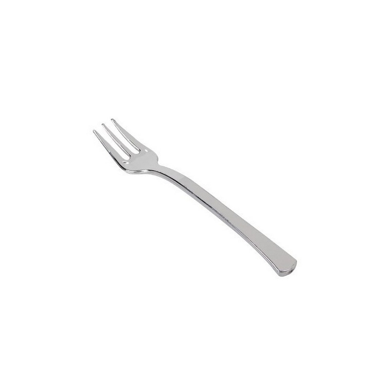 Mini fourchette plastique argenté 50 pièces - 10 cm Déco festive 711AR
