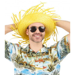 Chapeau hawai paille jaune adulte Accessoires de fête 148417
