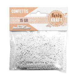 Confettis Joyeux Anniversaire blancs 15 g Déco festive CD4586