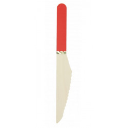 Petits couteaux en bois rouge et or x 8 Déco festive 913235