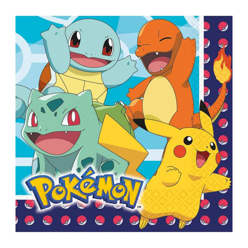 Serviettes papier x 16 Pokémon 33 cm Déco festive 9904821