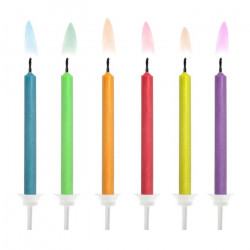 Bougies anniversaire flammes colorées x 6 Déco festive SCK-1