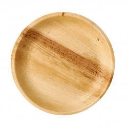 Assiette ronde bois palmier naturel 6 pièces 18 cm Déco festive 765NA