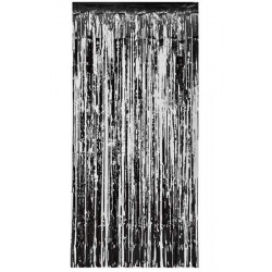 Rideau frangé 100 x 200 cm scintillant noir Déco festive 36624NO