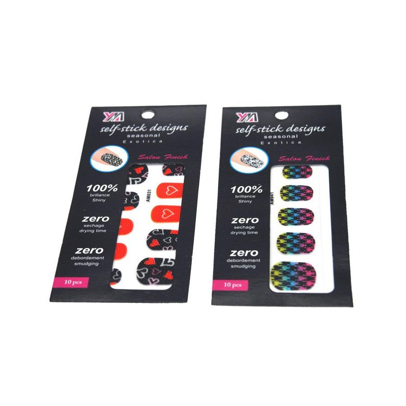 Plaque faux ongles auto-collants modèles assortis vendue par 20 Accessoires de fête 65024-LOT