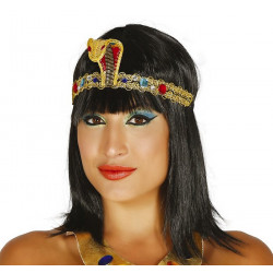 Diadème égyptien doré avec bijoux et cobra Accessoires de fête 18684