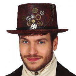 Chapeau haut de forme steampunk marron homme Accessoires de fête 13296GUIRCA