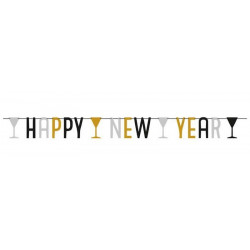 Guirlande lettres alu Happy New Year 180x15cm Déco festive 9902275
