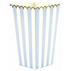 Boîte à pop-corn bleu pastel, blanche, or x 8 Déco festive 913704