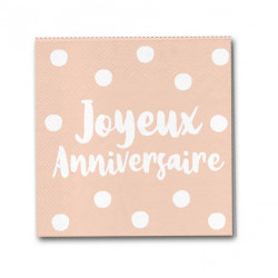 Serviettes papier Joyeux Anniversaire Party blush x 12 Déco festive CD4693