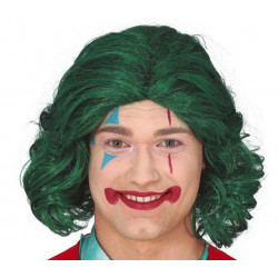 Perruque mi-longue clown verte Accessoires de fête 4671