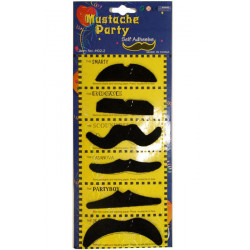 Pack de 6 moustaches noires assorties Accessoires de fête 89090