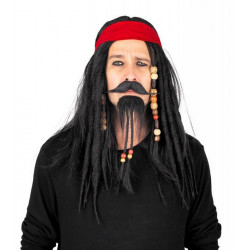 Moustache et bouc avec perles de pirate Accessoires de fête 862212