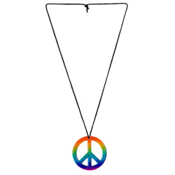 Collier hippie peace and love arc en ciel Accessoires de fête 75701