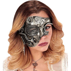 Demi masque steampunk plastique argent Accessoires de fête 09648