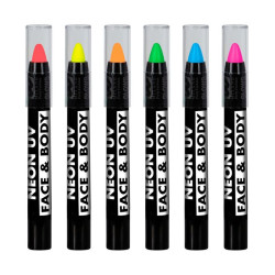 Set 6 crayons maquillages fluo 21 g coloris assortis Accessoires de fête 09602