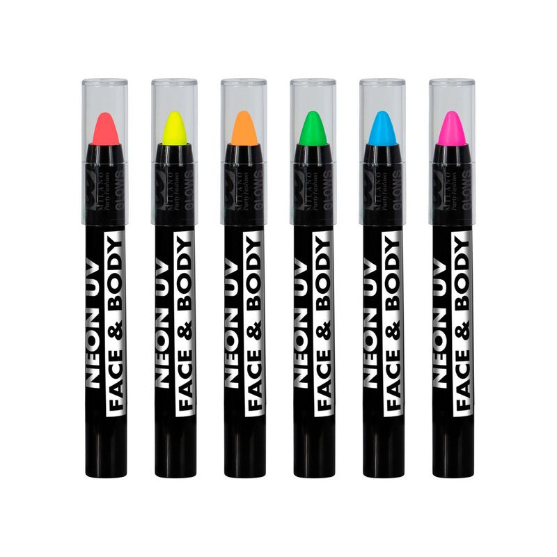 Set 6 crayons maquillages fluo 21 g coloris assortis Accessoires de fête 09602