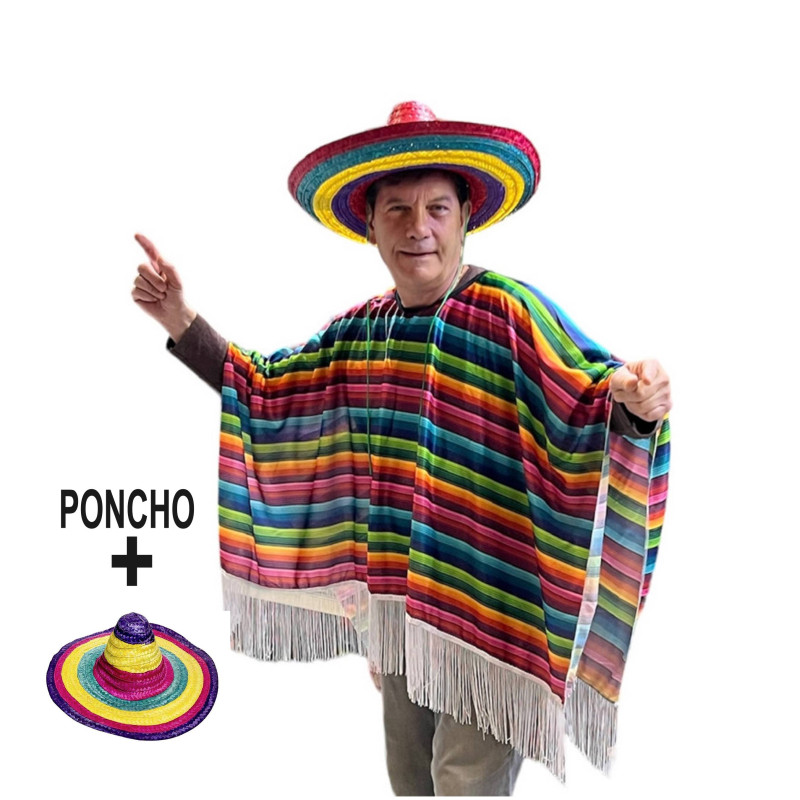 Poncho mexicain avec sombrero Cape - Poncho 977322-CHAP