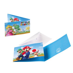 Cartes invitation anniversaire Super Mario x 8 Déco festive 9901543