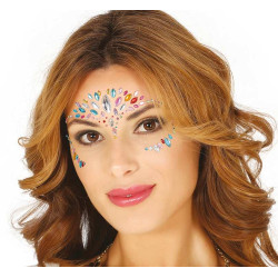 Bijoux adhésifs pour visage multicolores Accessoires de fête 15820