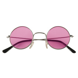 Paire lunettes rondes roses adulte Accessoires de fête 02591