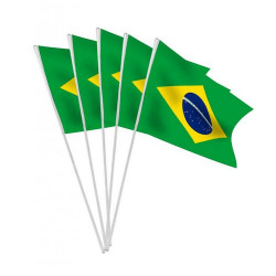 Lot 10 drapeaux brésiliens 9.5x16cm Déco festive 14525