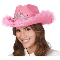 Chapeau cowgirl rose avec diadème Accessoires de fête 13493
