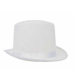 Chapeau haut de forme Gibus feutre blanc Accessoires de fête 843244702