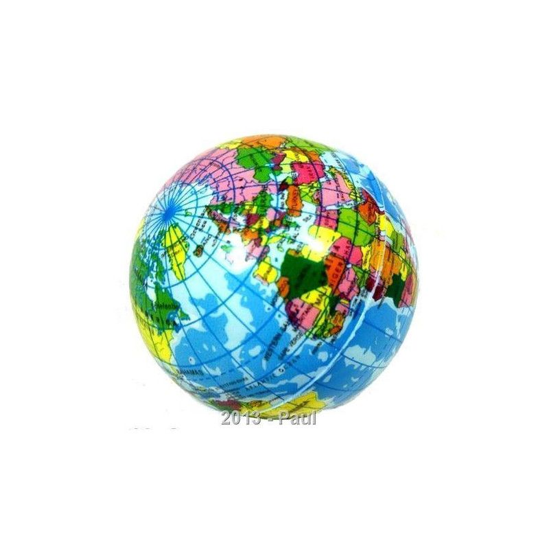 Balle en mousse motif globe terrestre 6 cm vendu par 24 Jouets et articles kermesse 6019-LOT
