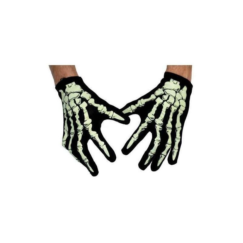 Paire de gants squelette phosphorescents Accessoires de fête 882021