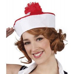 Chapeau de marin rouge et blanc adulte Accessoires de fête 95805