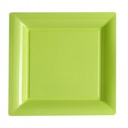 Assiettes carrées jetables vert anis 18X18 cm par 12 Déco festive V57180VA