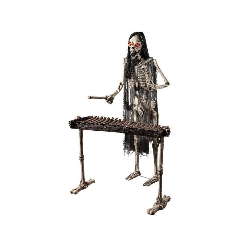 Squelette musicien yeux lumineux avec xylophone 175 cm Déco festive 08492