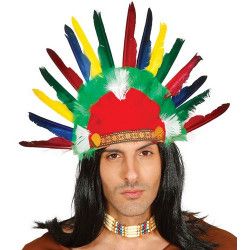 Coiffe indien plumes multicolores Accessoires de fête 13910